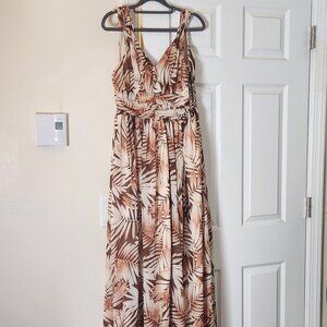 Tropical Print Sheer Maxi Dress